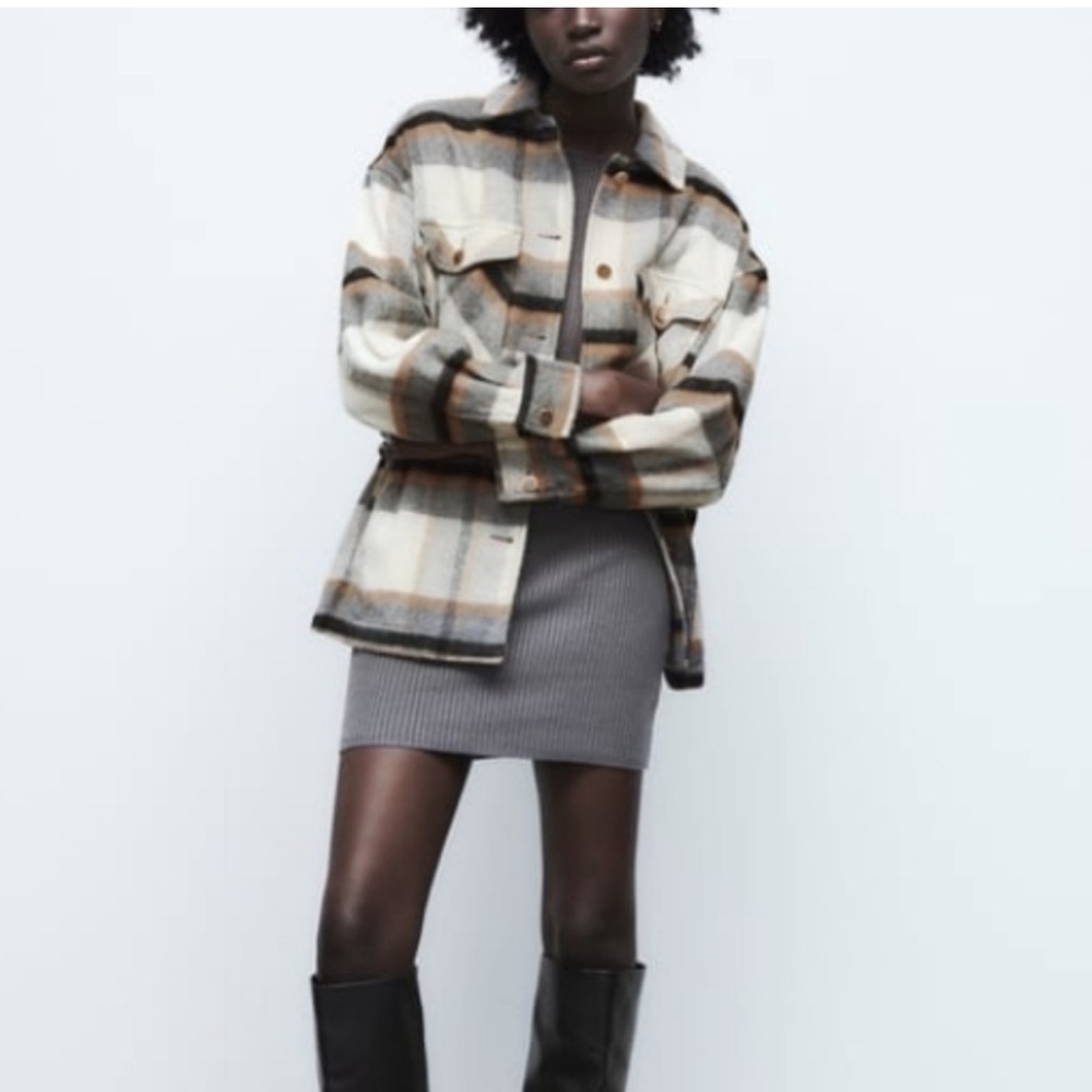 Zara Plaid Overshirt Jacket